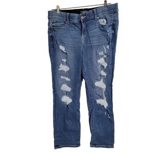 Torrid Feel the Fit size 18 jeans women distressed straight hole fray raw pocket
